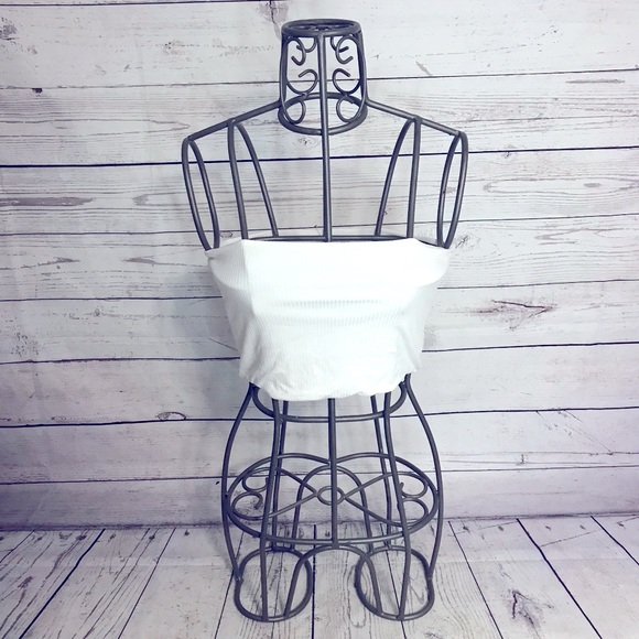 Topshop Crisp White Ribbed Crop Tube Top Size 8